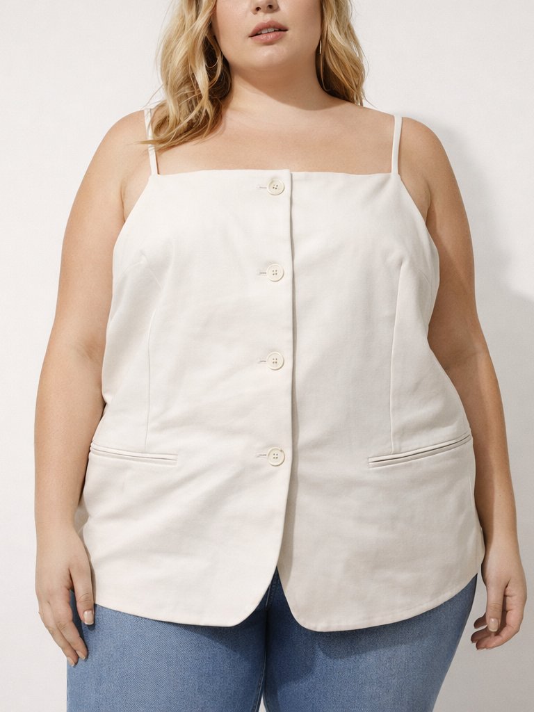 Banana Republic Tank Top Size Xl Ivory Lined Spaghetti Straps, Nwt